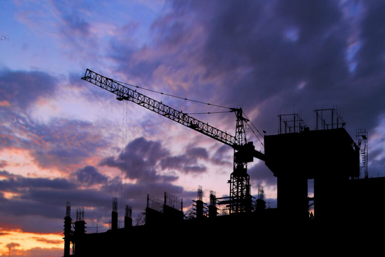 Construction crane on tower